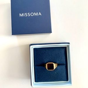Missoma Gold Square Black Signet Ring